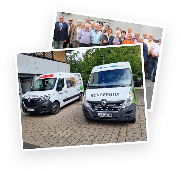 Mit dem Modul zwei Fahrzeuge können in größeren Fahrgebieten zwei Fahrzeuge disponiert werden. Unser Bild zeigt die zwei Bürgerbusse in der Verbandsgemeinde Kirchheimbolanden im Donnersbergkreis in Rheinland-Pfalz. Bild: Dr. Holger Jansen/Agentur Landmobil